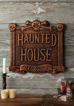 13-Inch Haunted House Welcome Sign Decoration - US 9009