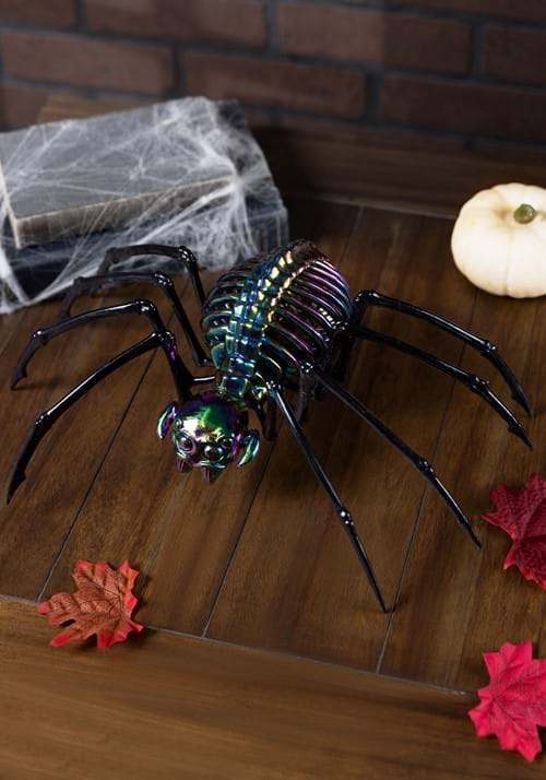 13-Inch Oil Slick Skeleton Spider Decoration - US 7672