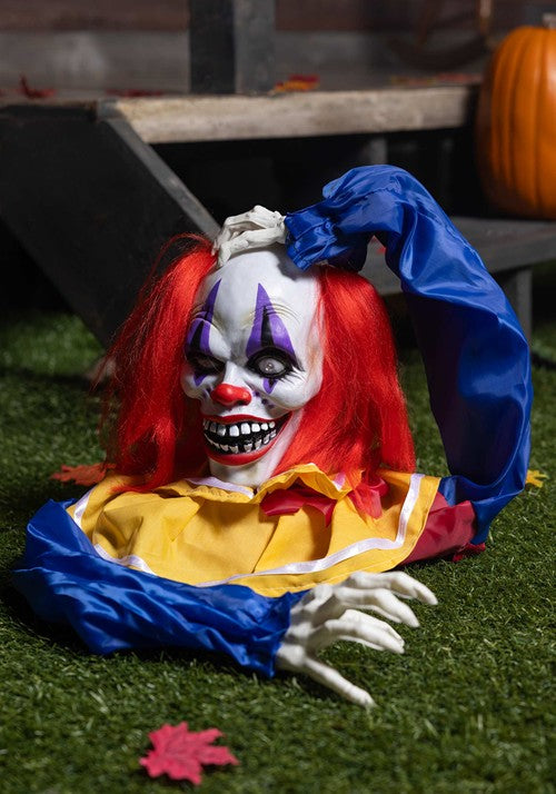 14-Inch Animated Head Popping Clown Ground Breaker Decoration - US 9147