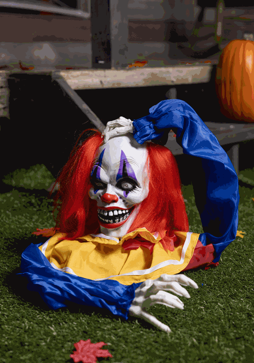 14-Inch Animated Head Popping Clown Ground Breaker Decoration - US 9147