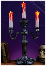 14-Inch LED Gothic Skull Candelabra Decoration - US 4893