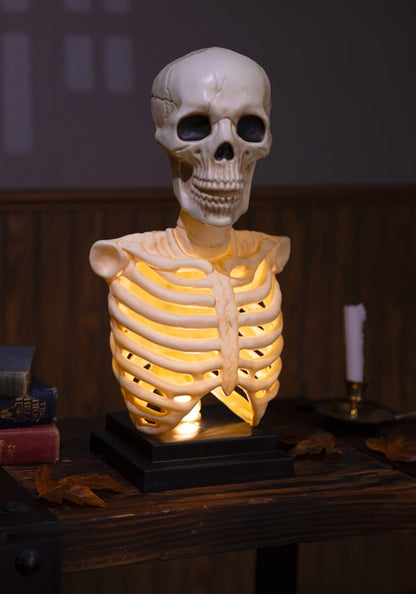 16-Inch Skeleton Bust with Light & Sound Halloween Decoration - US 2030