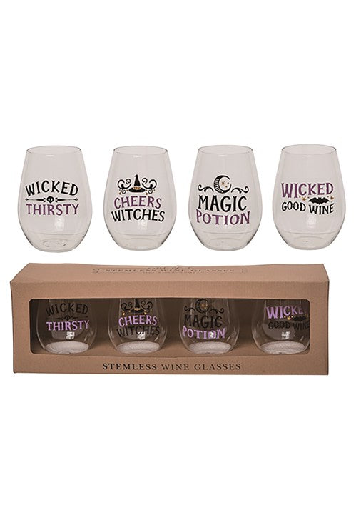 Witchy 18 Ounce Stemless Wine Glass Set - US 4107