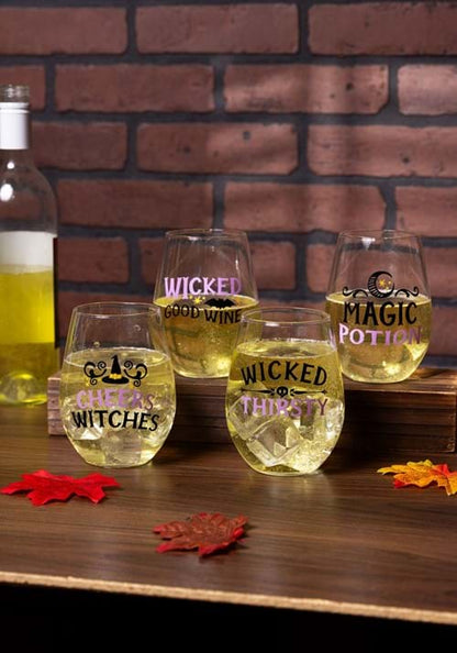 Witchy 18 Ounce Stemless Wine Glass Set - US 4107