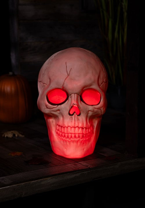 19.75-Inch Light Up and Sound Skull Halloween Decoration - US 5439