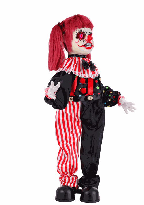 2.5FT Sarah Slight the Creepy Clown Animatronic Decoration - US 3514