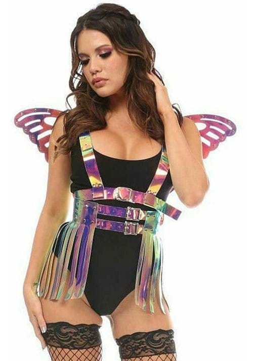 2 Piece Rainbow Gold Holo Harness and Skirt Set - US 8266