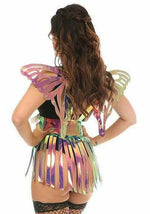 2 Piece Rainbow Gold Holo Harness and Skirt Set - US 8266