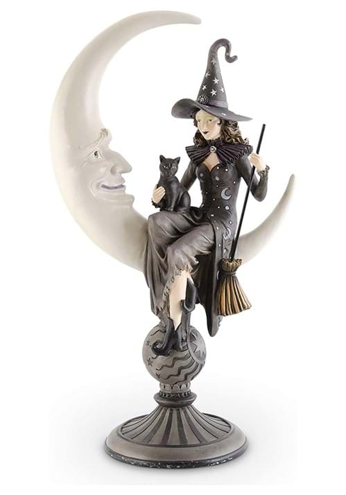 20-Inch Crescent Moon with Sitting Witch Decoration - US 3337