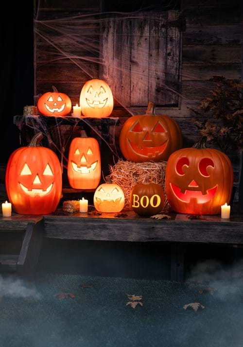 20-Inch Light Up Orange Pumpkin Decoration - US 5964