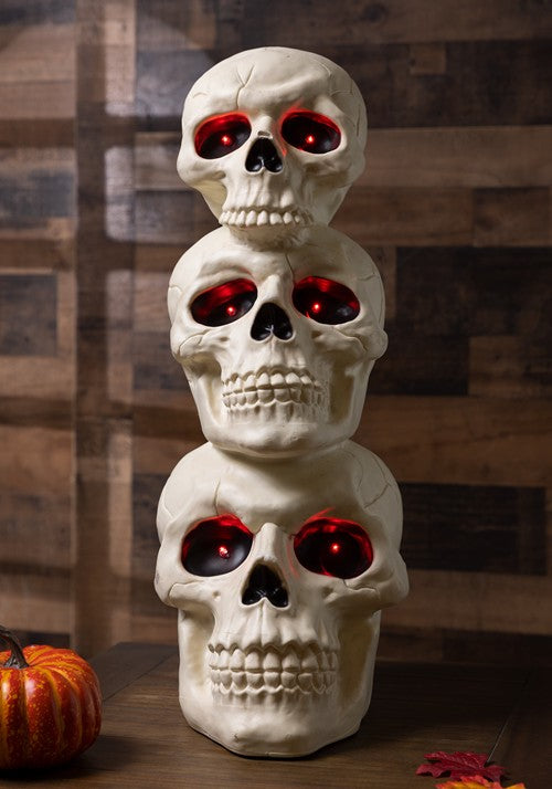 27.5-Inch Light Up Skull Totem Halloween Decoration - US 2957