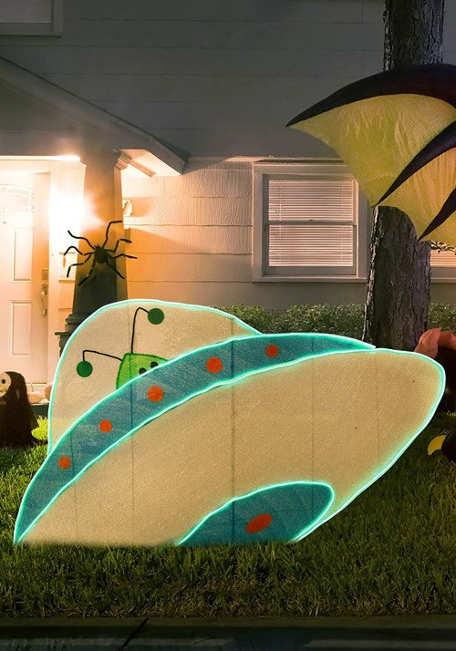 35-Inch 2D Tinsel Fabric Alien Ship Decoration - US 8174