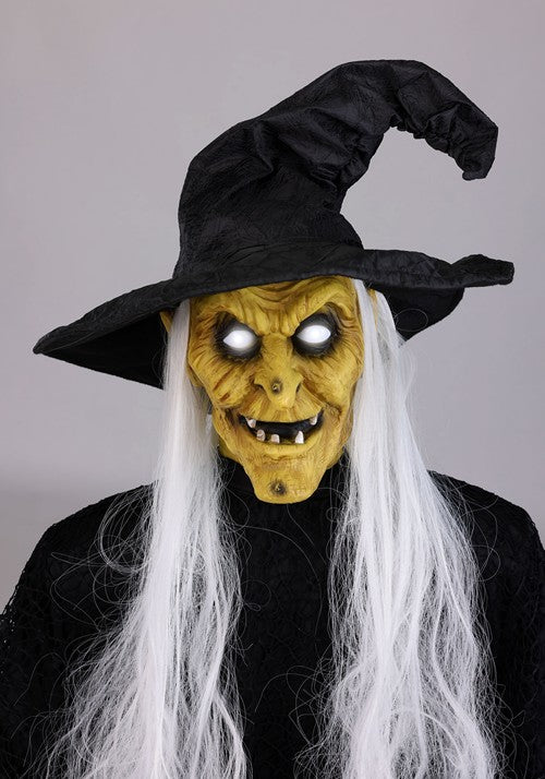 3.5FT Seated Witch Holding Candy Bowl Animatronic Decoration - US 8751