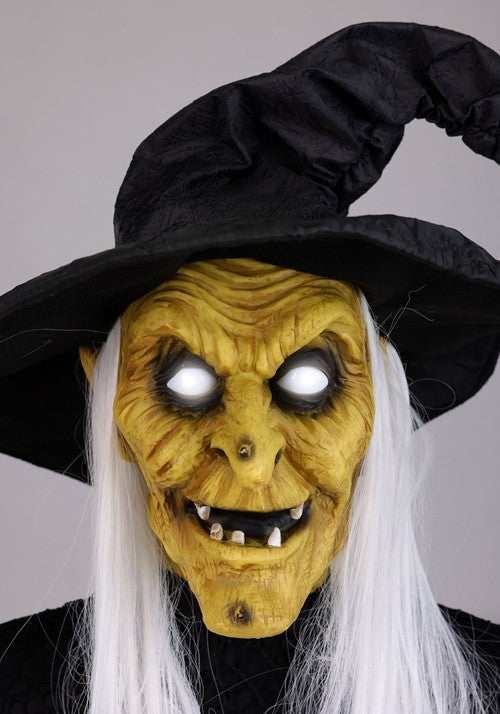 3.5FT Seated Witch Holding Candy Bowl Animatronic Decoration - US 8751