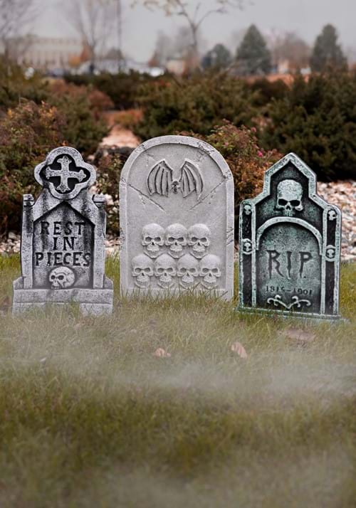 3 Piece 20-Inch Gothic Tombstone Halloween Decoration Set - US 9023
