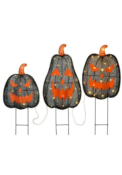35-Inch Light Up Black Pumpkin 3 Piece Decoration Set - US 3801