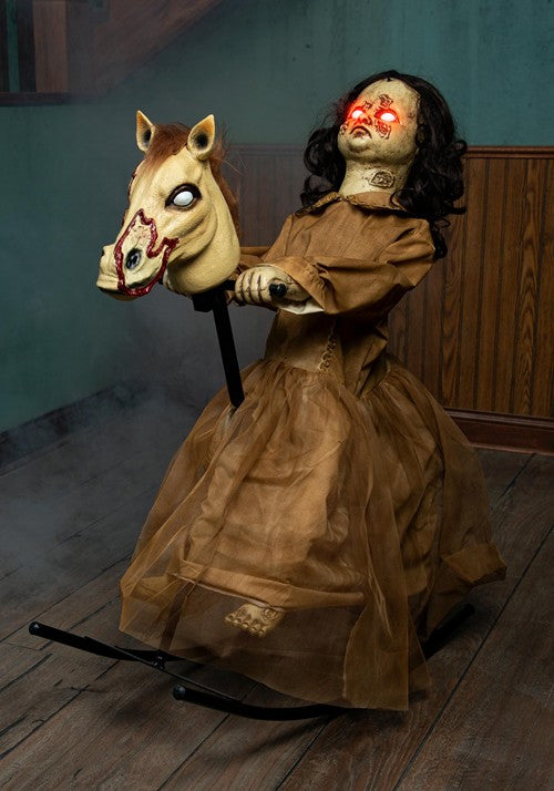 3.5FT Light Up Talking Doll on Animated Rocking Horse Decoration - US 2241