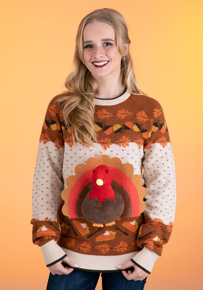 3D Turkey Adult Ugly Holiday Sweater - US 9849