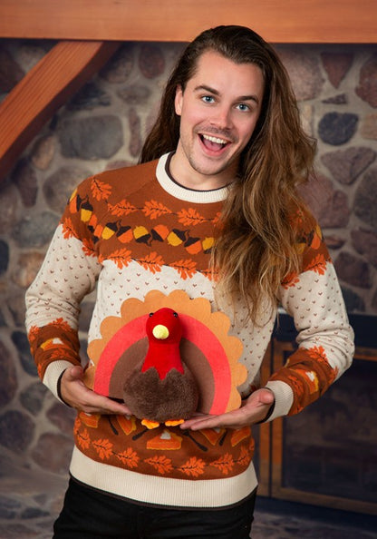 3D Turkey Adult Ugly Holiday Sweater - US 9849