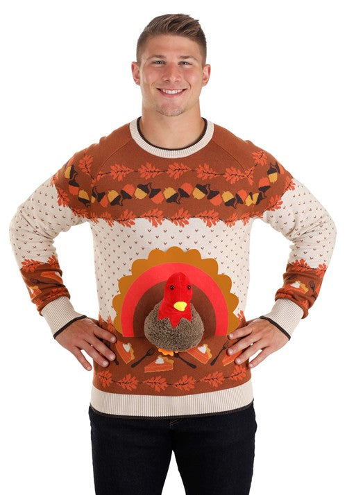 3D Turkey Adult Ugly Holiday Sweater - US 9849