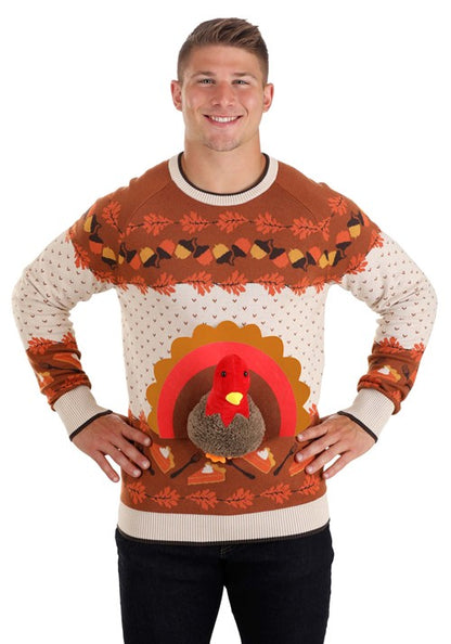 3D Turkey Adult Ugly Holiday Sweater - US 9849