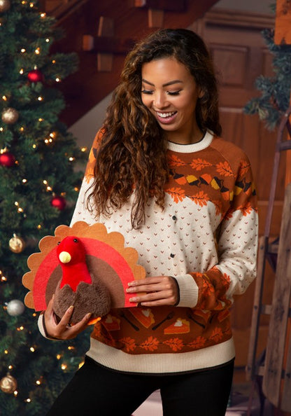 3D Turkey Adult Ugly Holiday Sweater - US 9849