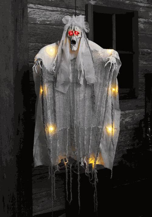 3FT Hanging Light Up Ghost Halloween Decoration - US 2394