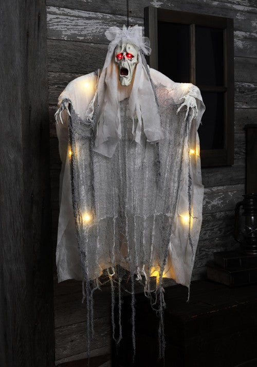 3FT Hanging Light Up Ghost Halloween Decoration - US 2394
