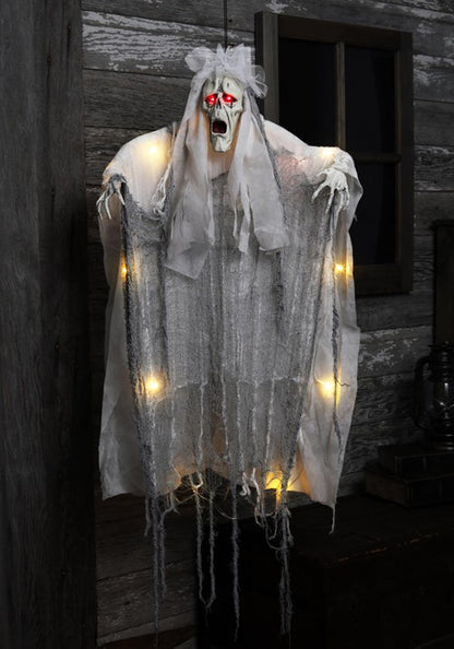3FT Hanging Light Up Ghost Halloween Decoration - US 2394
