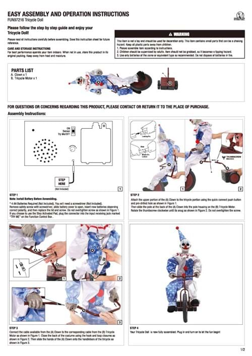 3FT Tricycle Doll Animatronic Decoration - US 6077