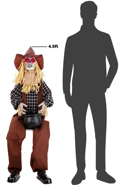 4.5FT Jumpy Juniper the Startling Scarecrow Animatronic Decoration - Scream Saver - US 1755