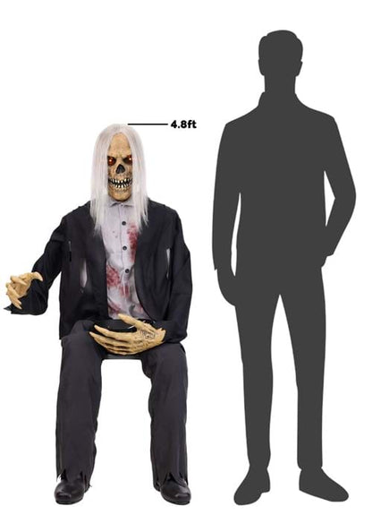 4.8FT Grabby Gutfried the Seated Zombie Animatronic Decoration - US 9258