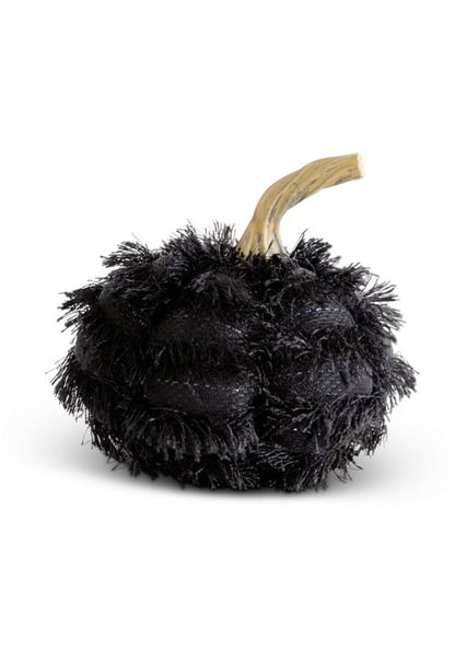 4-Inch Black Eyelash Fringe Pumpkin Decoration - US 8130