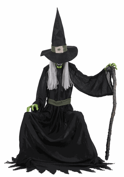 4FT Seated Cackling Witch Animatronic Decoration - Scream Saver - US 7675