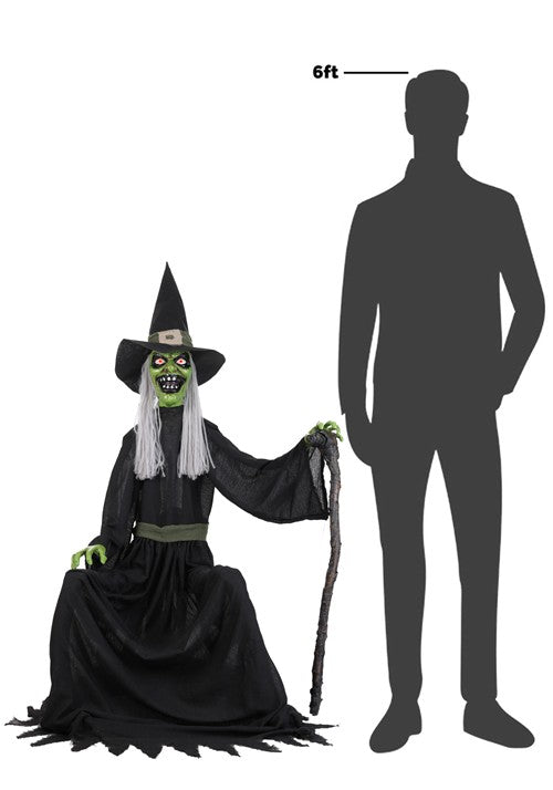 4FT Seated Cackling Witch Animatronic Decoration - Scream Saver - US 7675
