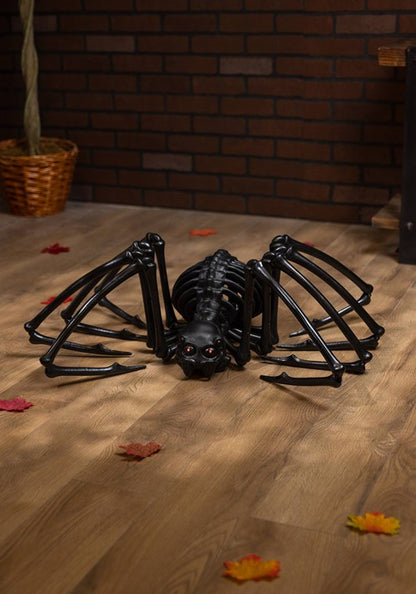 40" Black Skeleton Spider with Light Up Eyes and Timer Halloween Decoration - US 3557