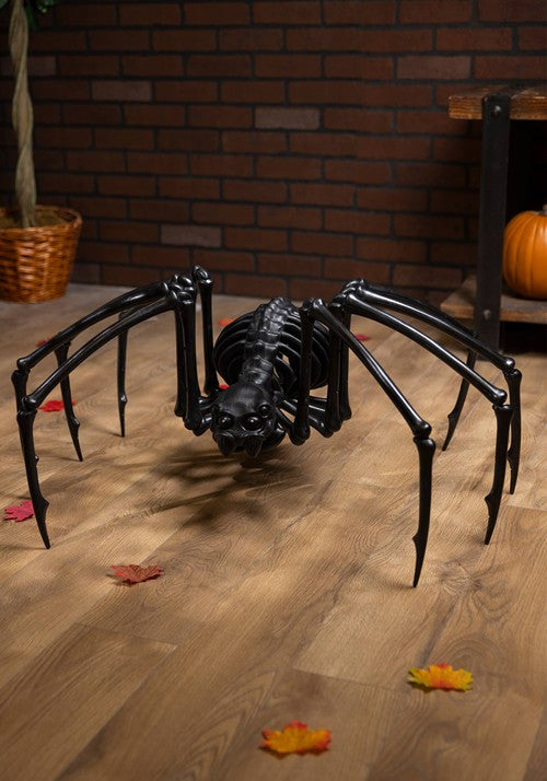 40" Black Skeleton Spider with Light Up Eyes and Timer Halloween Decoration - US 3557