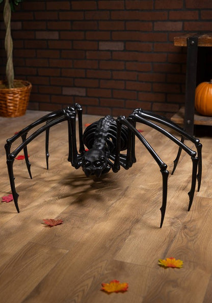 40" Black Skeleton Spider with Light Up Eyes and Timer Halloween Decoration - US 3557