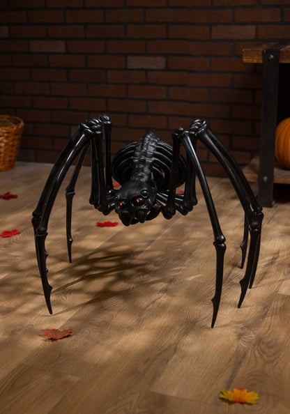 40" Black Skeleton Spider with Light Up Eyes and Timer Halloween Decoration - US 3557