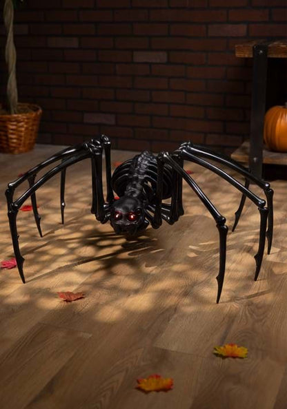 40" Black Skeleton Spider with Light Up Eyes and Timer Halloween Decoration - US 3557