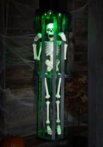40" Activated LED & Sound Shaking Skeleton in Cage Halloween Decoration - US 8952