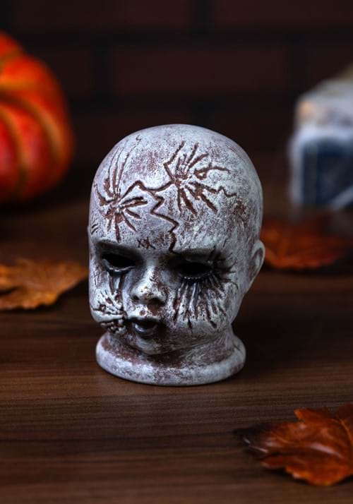 4.5-Inch Cracked Doll Head Halloween Decoration - US 7067