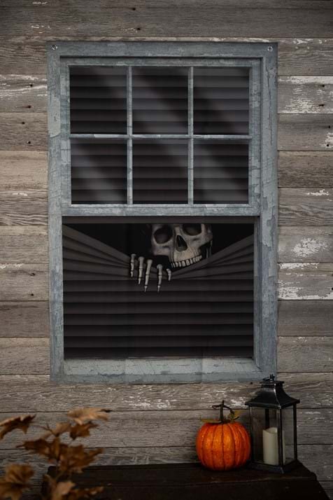47" Peeking Skeleton Curtain Halloween Decoration - US 9991
