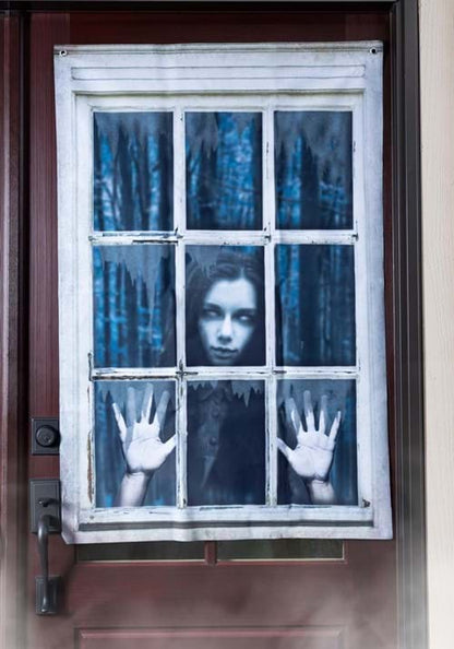 47-Inch Printed Curtain Window Ghost Prop Decoration - US 9818