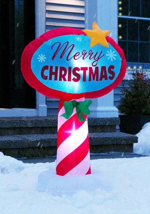 4FT Inflatable Santa Stop Here Sign Christmas Decoration - US 5716