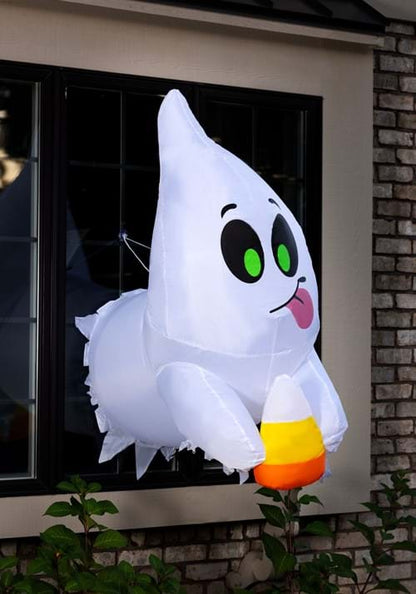 4FT Inflatable Window Breaker Cute Ghost Escaping Prop Decoration - US 6008