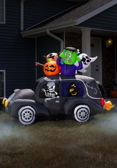 4FT Spooky Hearse Inflatable Halloween Decoration - US 8999