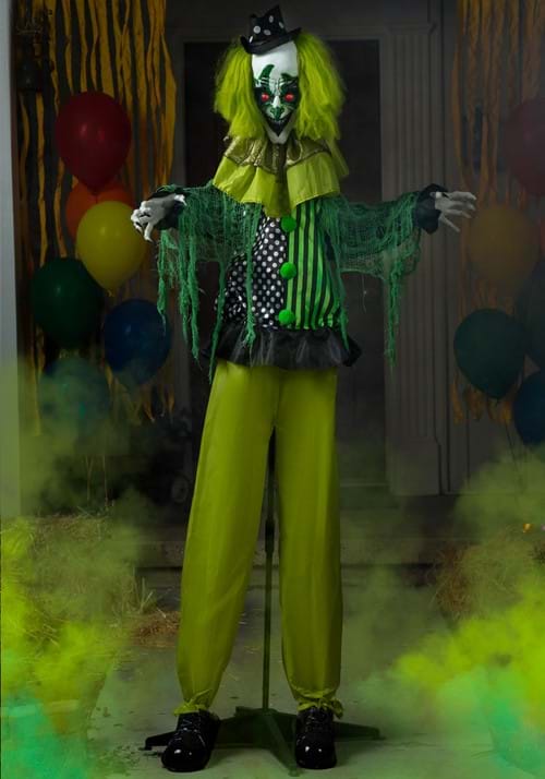 5.5FT Animated Green Clown Decoration - Scream Saver - US 0753