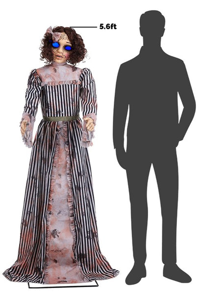 5.6FT Haunted Wind-Up Doll Animatronic Decoration - US 5526