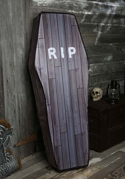 5FT Collapsible Wood Grain Look Coffin Prop Decoration - US 6329